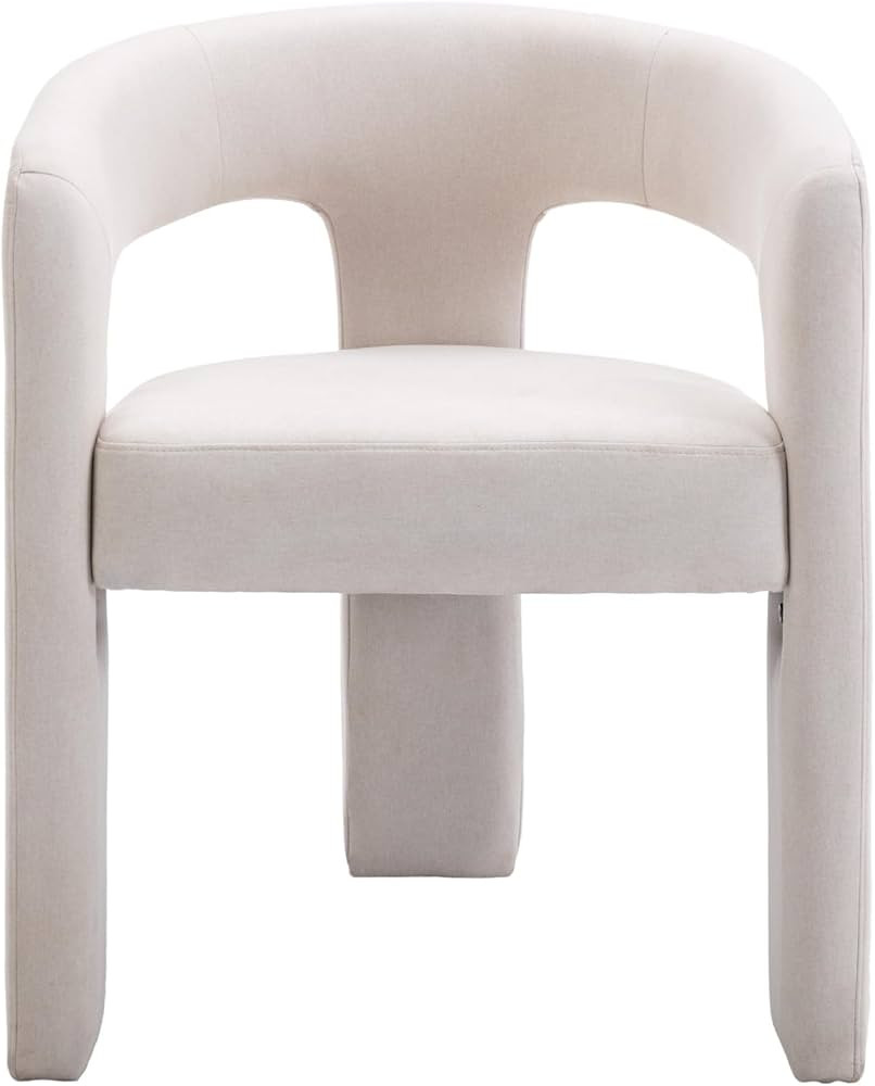 Modern Barrel Dining Chair, Upholstered Accent Kitchen Chair with Arms Comfy Linen Fabric Side Ch... | Amazon (US)