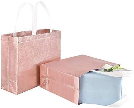 Set of 5 Stylish Reusable Shopping Bag, Glossy Glitter Reusable Grocery Bag with Handle, Non-Wove... | Amazon (US)