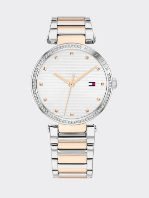 Tommy Hilfiger Women's Crystals Dress Watch Wi Two-Tone Bracelet Silver - | Tommy Hilfiger (US)