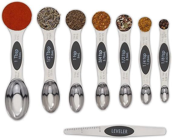 CH1EF Magnetic Metal Measuring Spoons Set Stainless Steel Etched Stackable Teaspoons Tablespoons ... | Amazon (US)