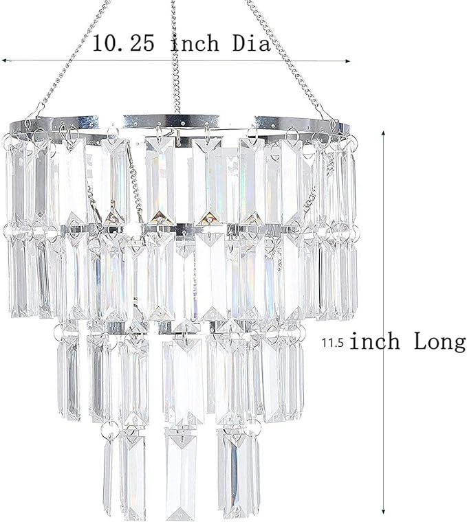 Plug in Modern Chandelier Faux Crystal Fixture Pendant ,W10.25" X H11.5" ,with ON/Off Switch and ... | Amazon (US)