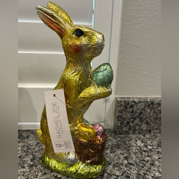 Rachel Zoe 11" EASTER Gold Bunny Rabbit Faux FOIL CHOCOLATE Eggs Figure Statue | Poshmark
