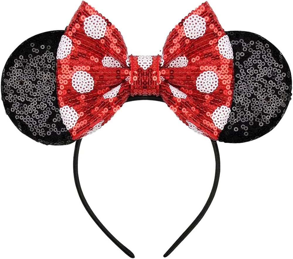 Eisyaa Mouse Ears Bow Headbands, Sequin Minnie Ears Headband Glitter Party Princess Decoration Co... | Amazon (US)