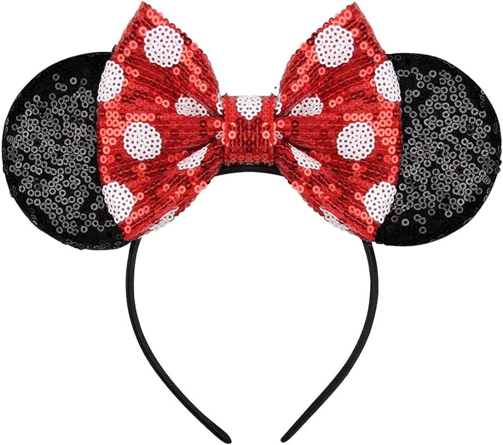 Eisyaa Mouse Ears Bow Headbands, Sequin Minnie Ears Headband Glitter Party Princess Decoration Co... | Amazon (US)
