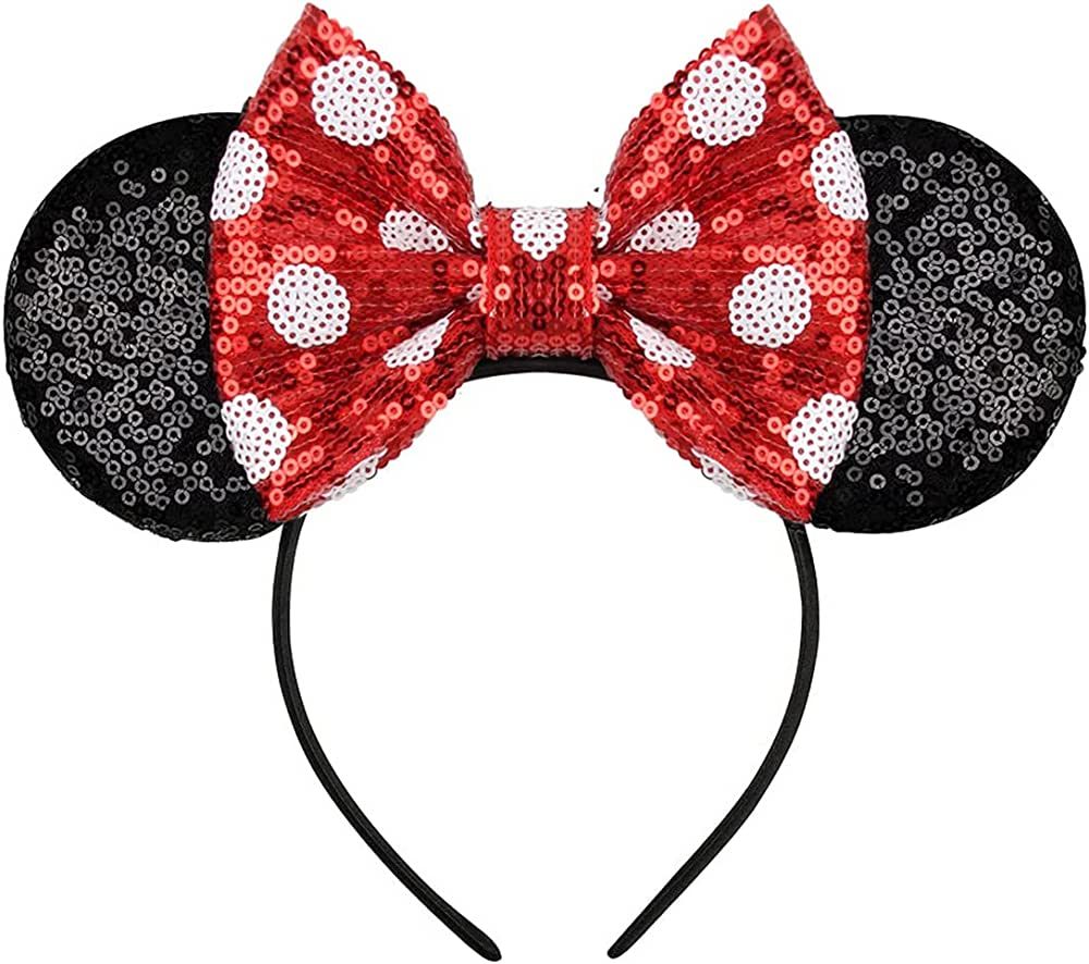 Eisyaa Mouse Ears Bow Headbands, Sequin Minnie Ears Headband Glitter Party Princess Decoration Co... | Amazon (US)