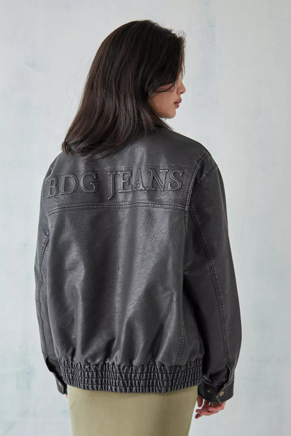 BDG Billy Embossed Logo Faux Leather Bomber Jacket | Urban Outfitters (US and RoW)