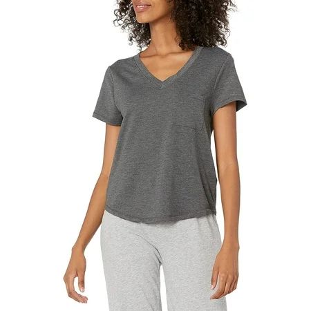 Women s Loungewear Classic V Neck Tee Charcoal Grey Large | Walmart (US)