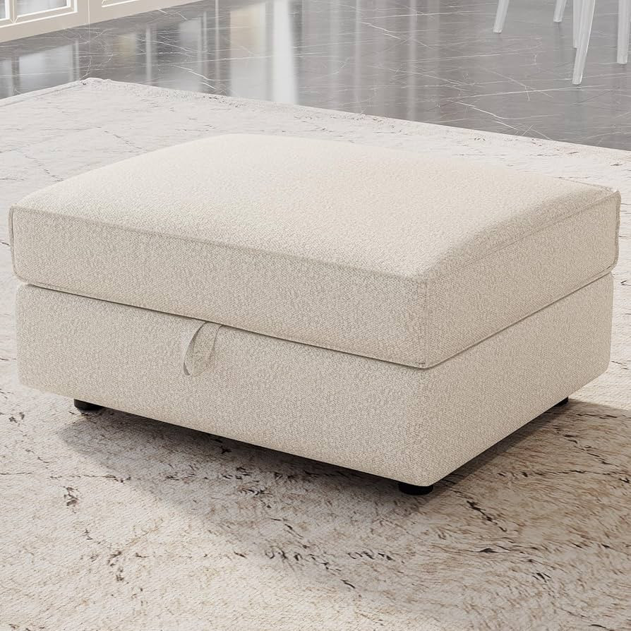 Large Square Storage Ottoman Coffee Table, Oversized Upholstered Ottoman with Storage Box for Liv... | Amazon (US)