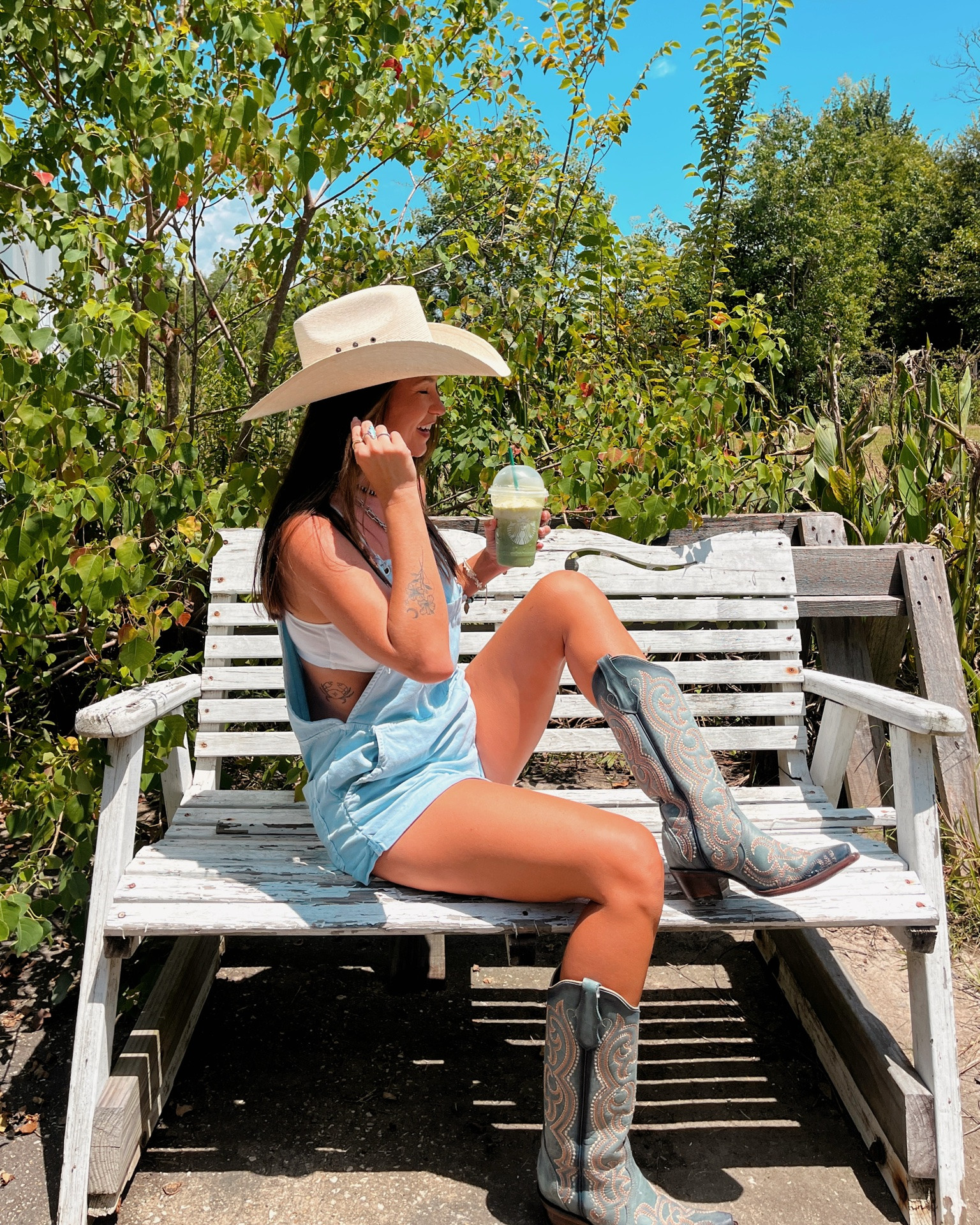 Summer western style! Super simple outfit with blue romper & cowgirl boots!

#LTKootd #LTKgrwm #LTKSeasonal