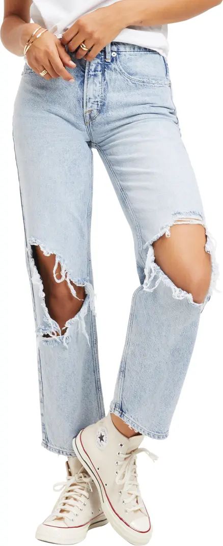 Good American Good Heritage Ripped Crop Straight Leg Jeans | Nordstrom | Nordstrom