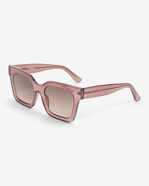 Clear Mauve Square Frame Sunglasses | Express