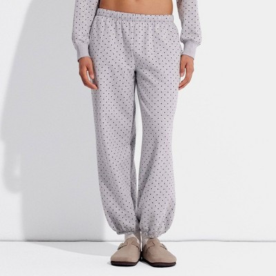 Women's Relaxed Leg Joggers - Wild Fable™ Gray Polka Dots S | Target