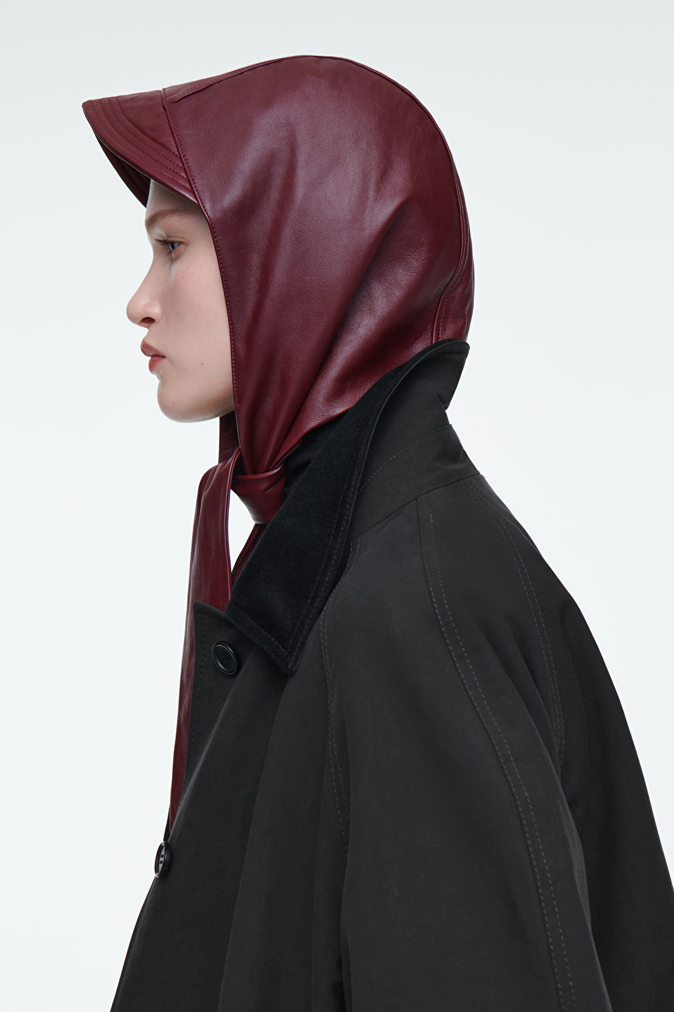 PEAKED LEATHER HOOD - BURGUNDY - COS | COS (EU)