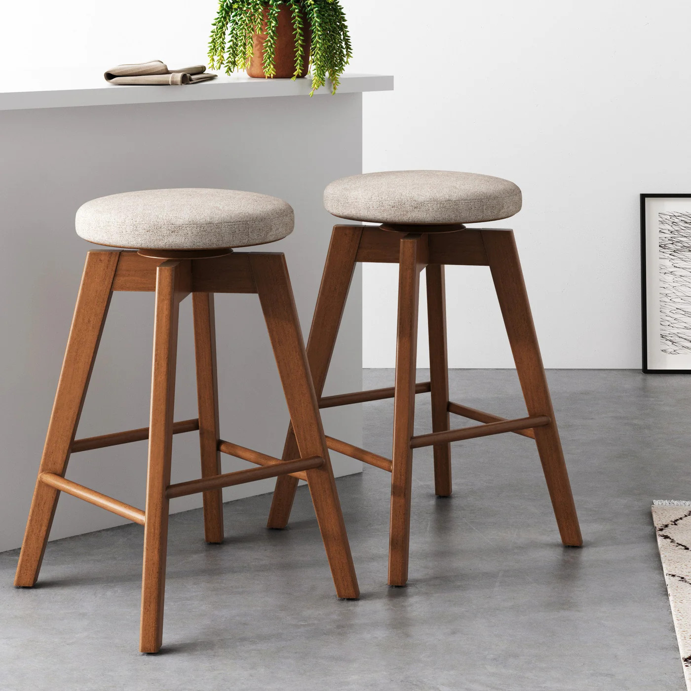 Wood Swivel Counter Height Bar Stools Brown (Set of 2) | Nathan James