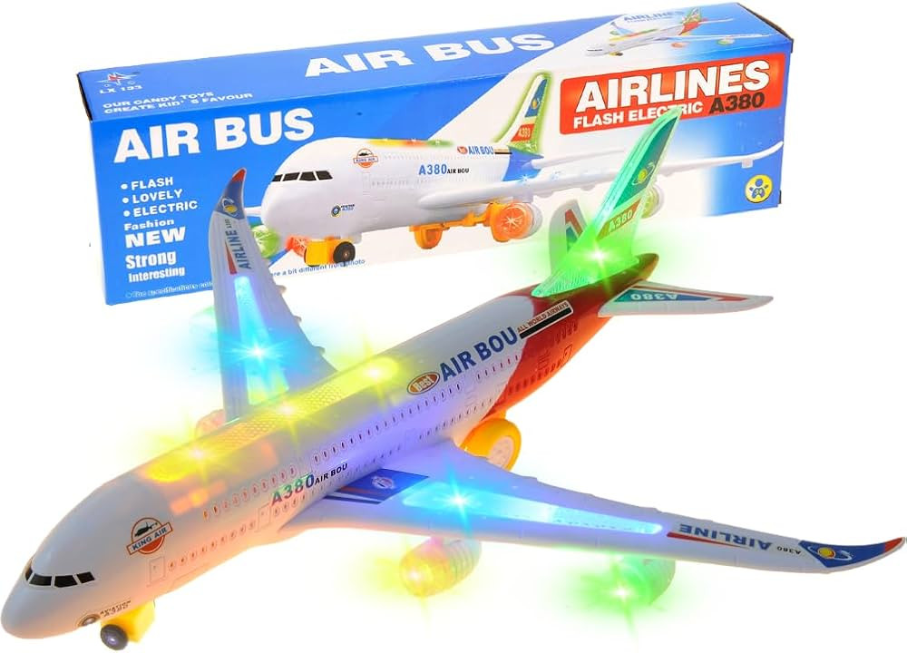 PowerTRC Kids Airplane Toys, Bump & Go Action Toddler Toy Airplane with LED Flashing Light, Music... | Amazon (US)