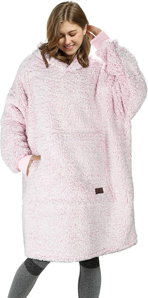 Catalonia Oversized Blanket Hoodie Sweatshirt, Wearable Sherpa Lounging Pullover for Adults Women... | Amazon (US)