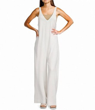 Sleeveless V-Neck Waistless Jumpsuit | Dillard's