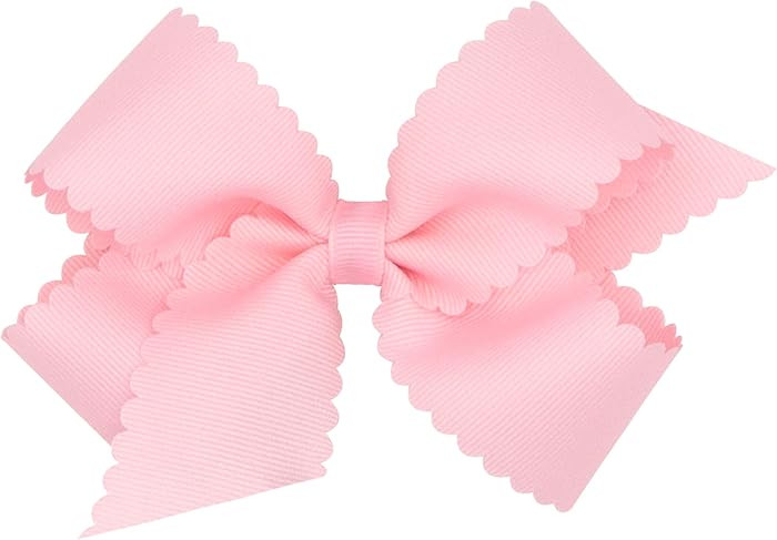 Wee Ones Girls' Classic Grosgrain Hair Bow with Scalloped Edges and Plain Wrap Center on a WeeSta... | Amazon (US)