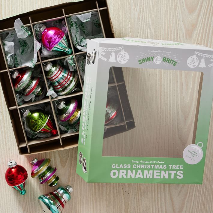 Shiny-Brite™ Colored Glass Shape Ornaments (Set of 9) | West Elm (US)