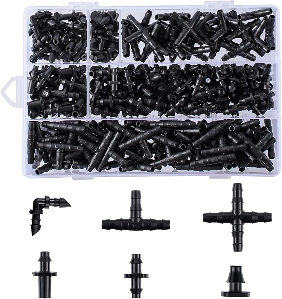 280 Pcs Barbed Connectors Irrigation Fittings Kit,Drip Irrigation Barbed Connectors 1/4''Tubing F... | Amazon (US)