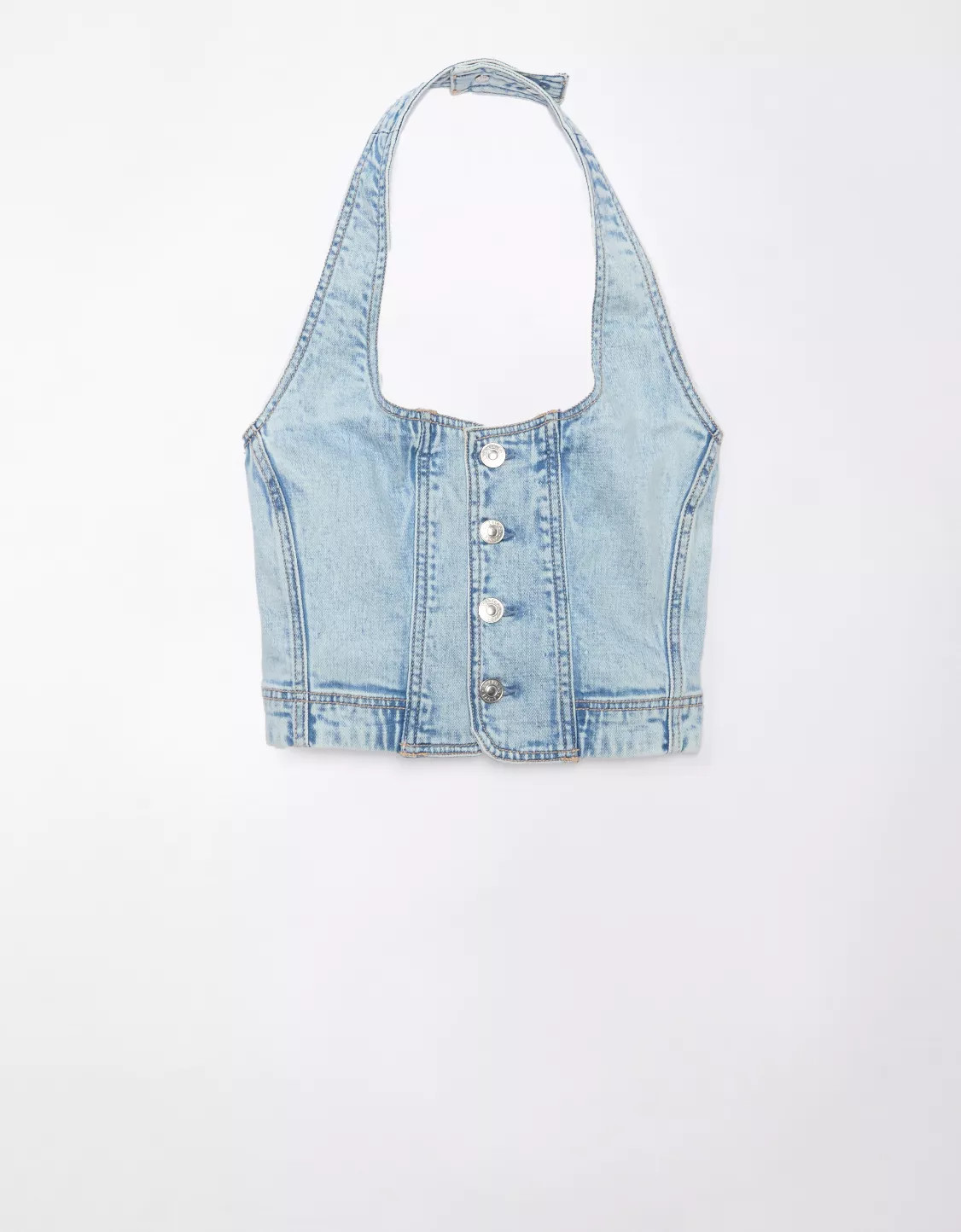 AE Cropped Denim Halter Top | American Eagle Outfitters (US & CA)
