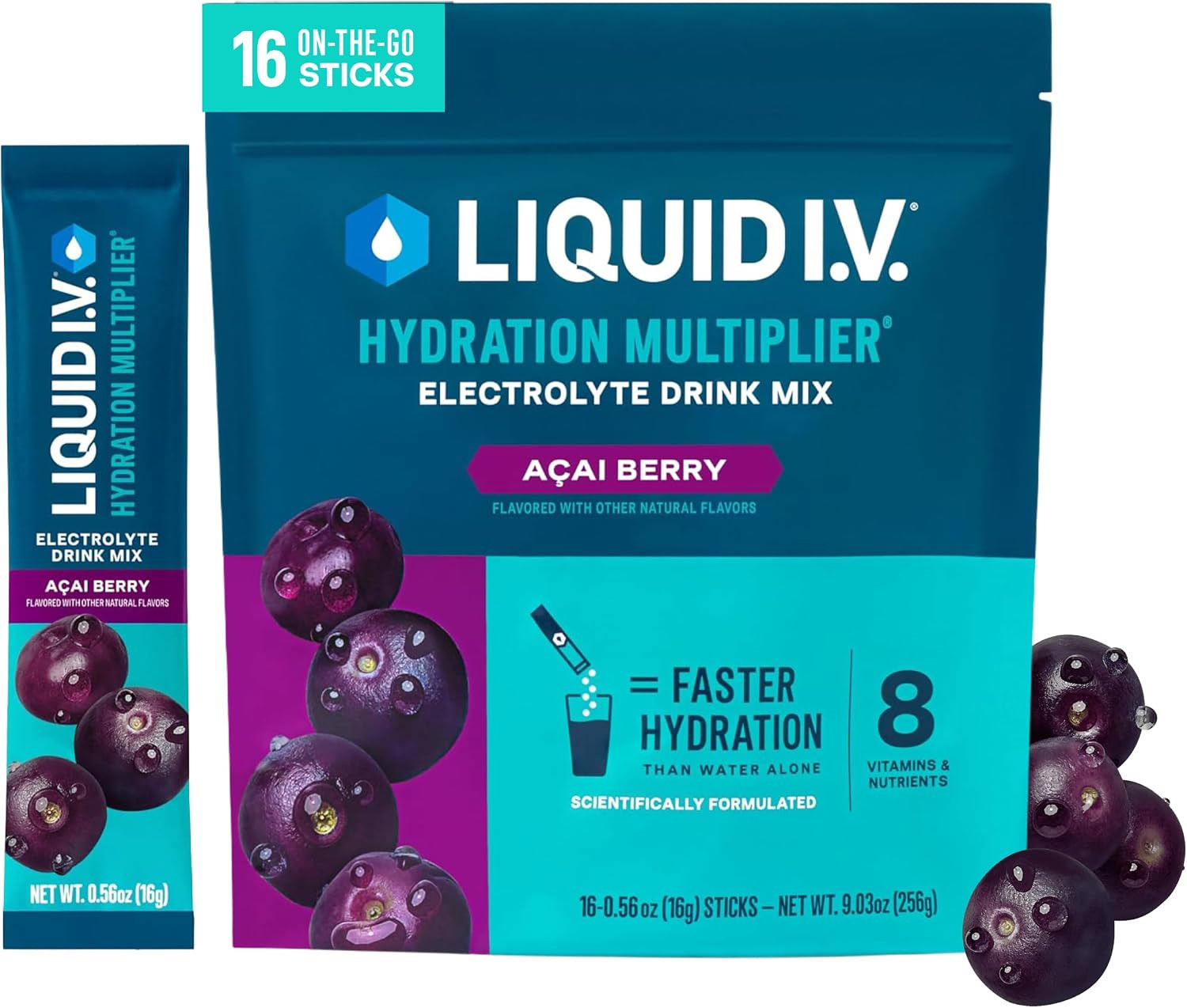 Liquid I.V. Hydration Electrolytes, Acai Berry, 16 Count | Amazon (US)