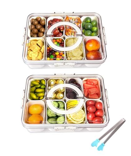 ZenTong Infi Snackle Box Container,1 Snackle Box Charcuterie Container Divided Serving Tray With Lid for Picnic Party Entertaining Candy Fruits Nuts Snacks | Amazon (US)