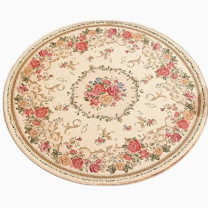 Ukeler Rustic Floral Rose Area Rugs Vintage Traditional Round Accent Floor Rugs 100% Machine Wash... | Amazon (US)