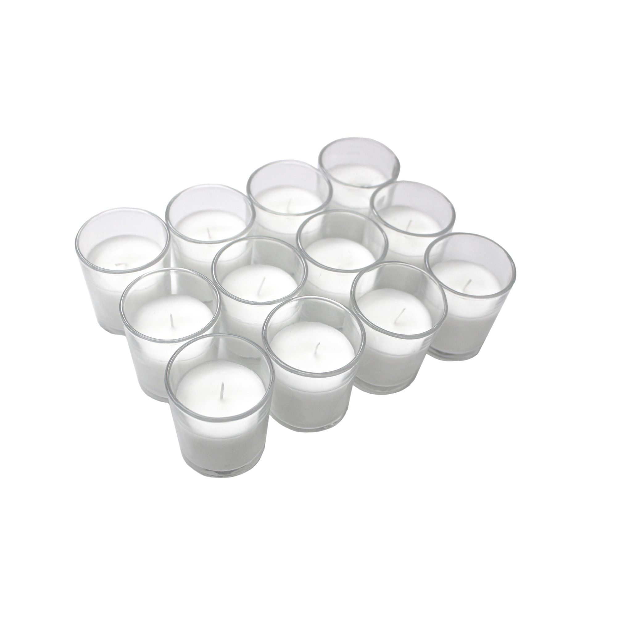 Mainstays Unscented Filled Votive Glass Candles, White, 12-Pack - Walmart.com | Walmart (US)