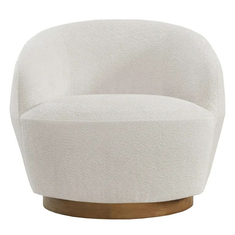 CHITA Swivel Accent Chair with Wood Base, Round Barrel Arm Chair Living Room Bedroom, Fabric in W... | Walmart (US)