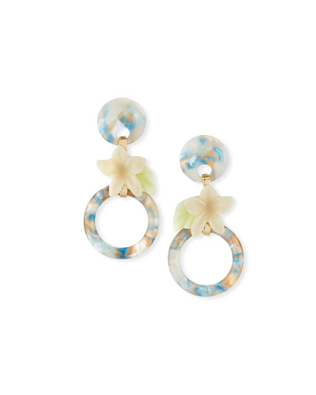 Lele Sadoughi Small Hibiscus Hoop Drop Earrings | Neiman Marcus