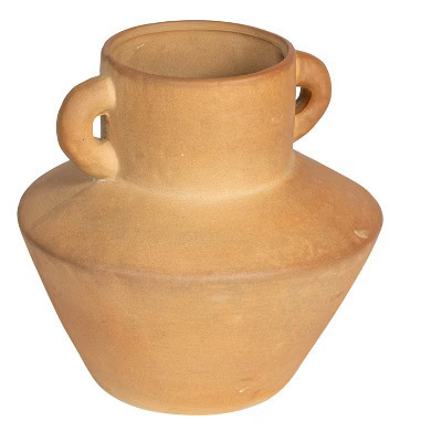 Storied Home Round Stoneware Vase with Reactive Glaze Finish and Vertical Handles, Terra Cotta | Target