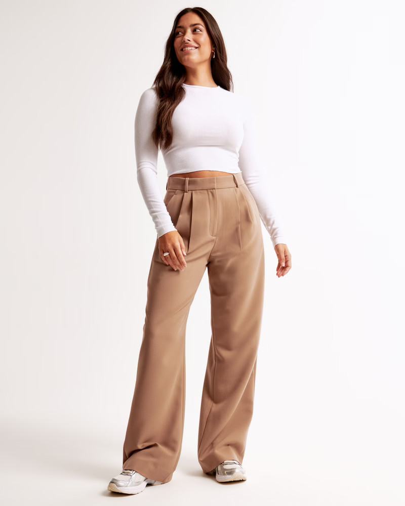 Curve Love A&F Sloane Tailored Wide Leg Pant | Abercrombie & Fitch (UK)