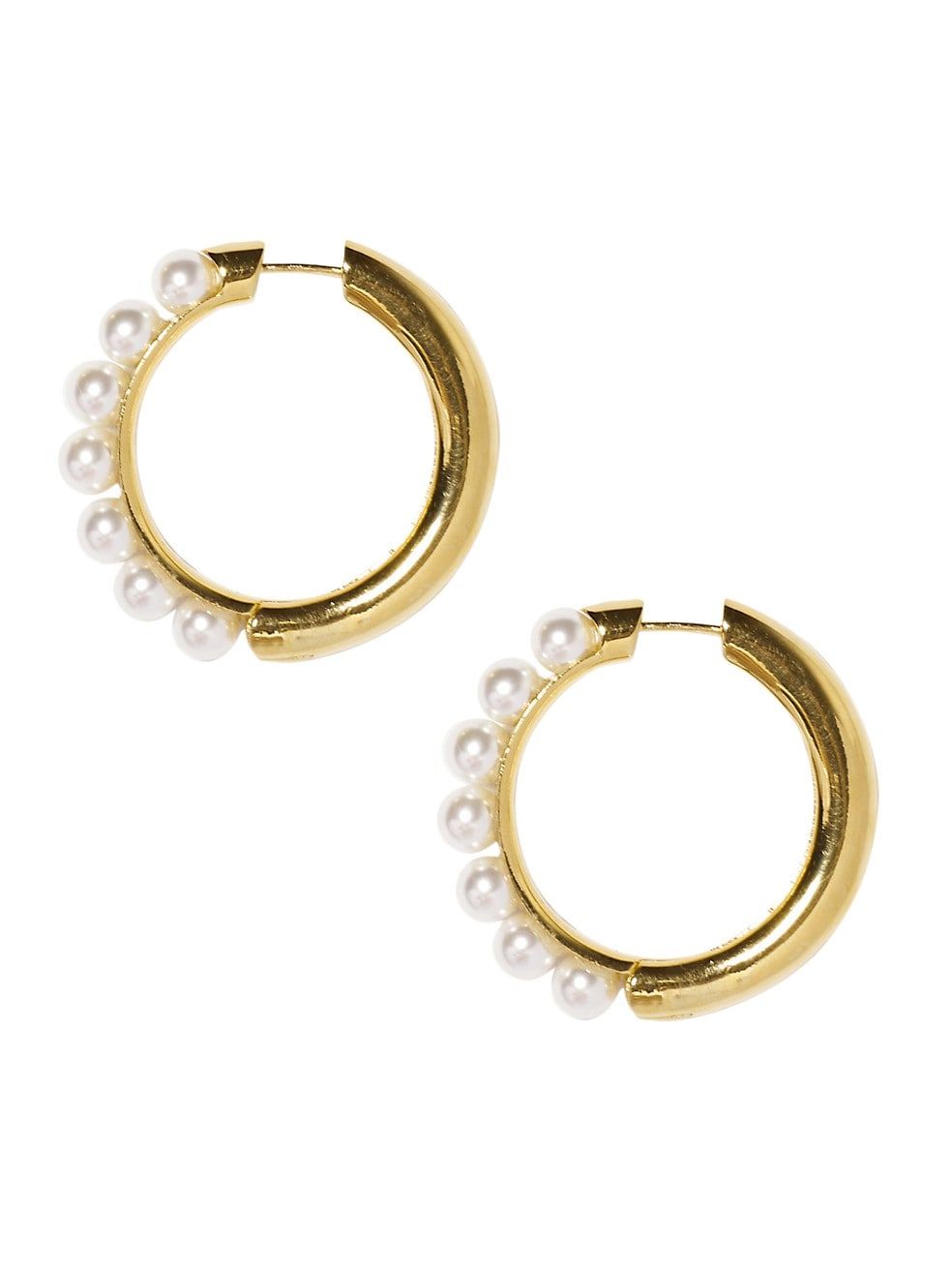 Reversible 14K Goldplated Faux Pearl Hoop Earrings | Saks Fifth Avenue