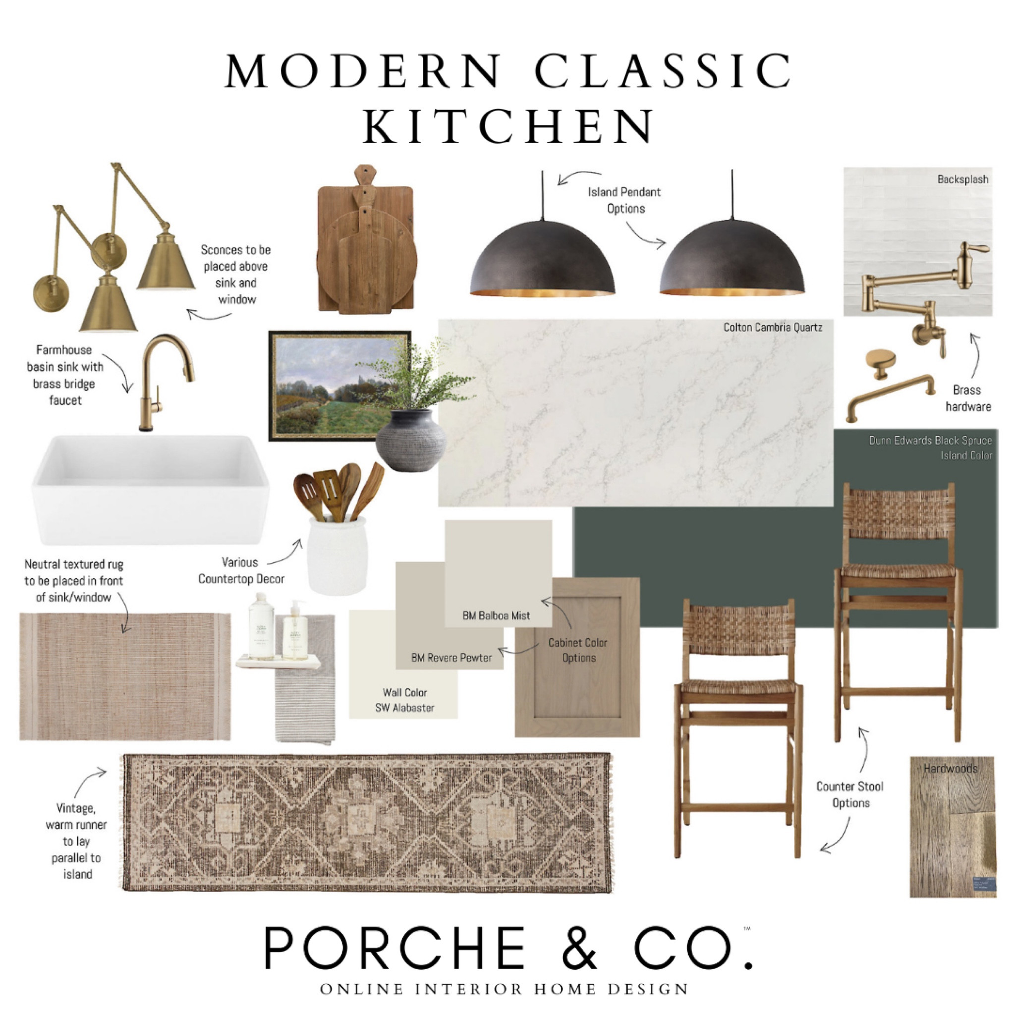 Kitchen mood board, kitchen design, kitchen decor, kitchen inspo, transitional kitchen, kitchen runner, kitchen island, pendant lights #kitchen #moodboard 

#LTKSeasonal #LTKhome #LTKsalealert