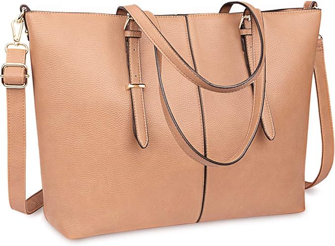Laptop Tote Bag for Women 15.6 Inch Waterproof Lightweight Leather Computer Laptop Bag Women Busi... | Amazon (US)