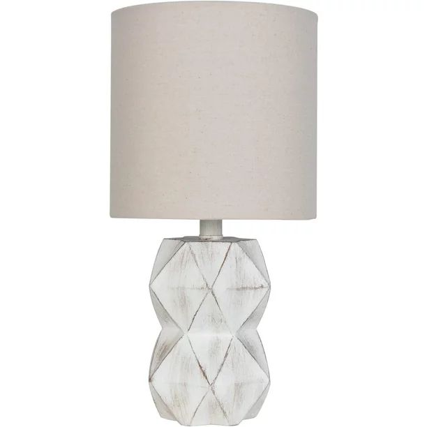 Better Homes & Gardens White Wash Faceted Faux Wood Table Lamp | Walmart (US)