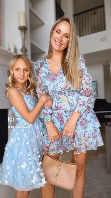 Isla's dress is only $60. She's wearing a size 8. It runs a little bit big in my opinion I'm wearing a size small and my beautiful blue dress blue is the color of the season. The spring dresses are sure to have you smile.

#LTKover40 #LTKfindsunder100 #LTKVideo