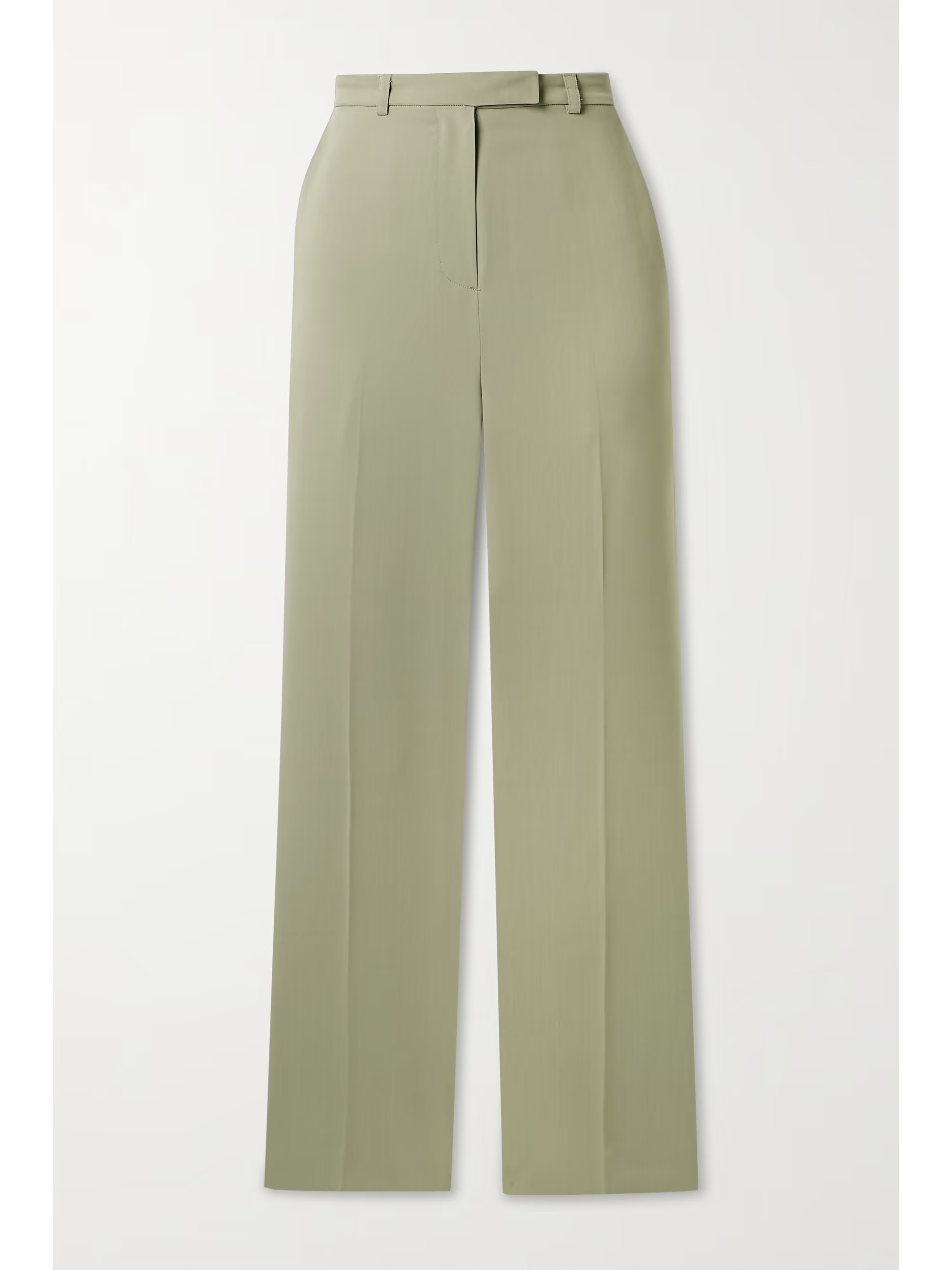 Sage green Isla pleated crepe straight-leg pants | FRANKIE SHOP | NET-A-PORTER | NET-A-PORTER (US)