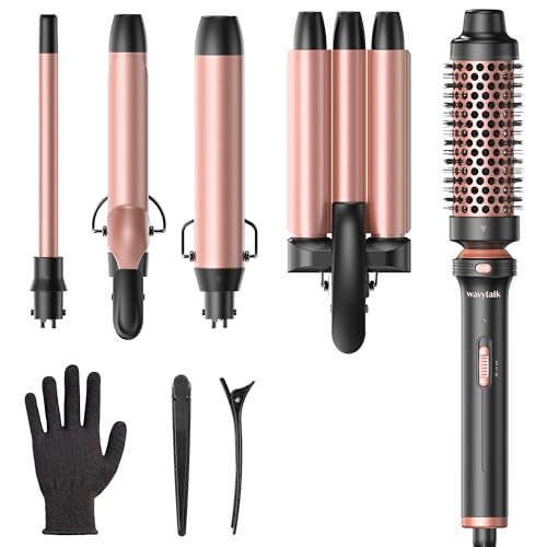 Wavytalk 5 in 1 Curling Wand Set, Dual Voltage Curling Iron Set with 5 Interchangeable Barrels In... | Amazon (US)