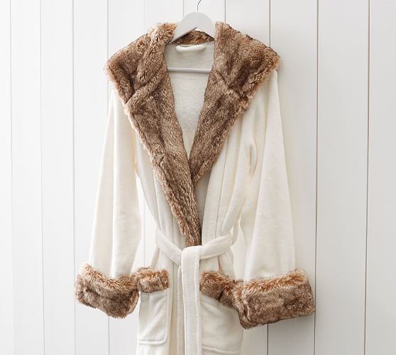 Faux Fur Robe - Ivory/Caramel Ombre | Pottery Barn (US)