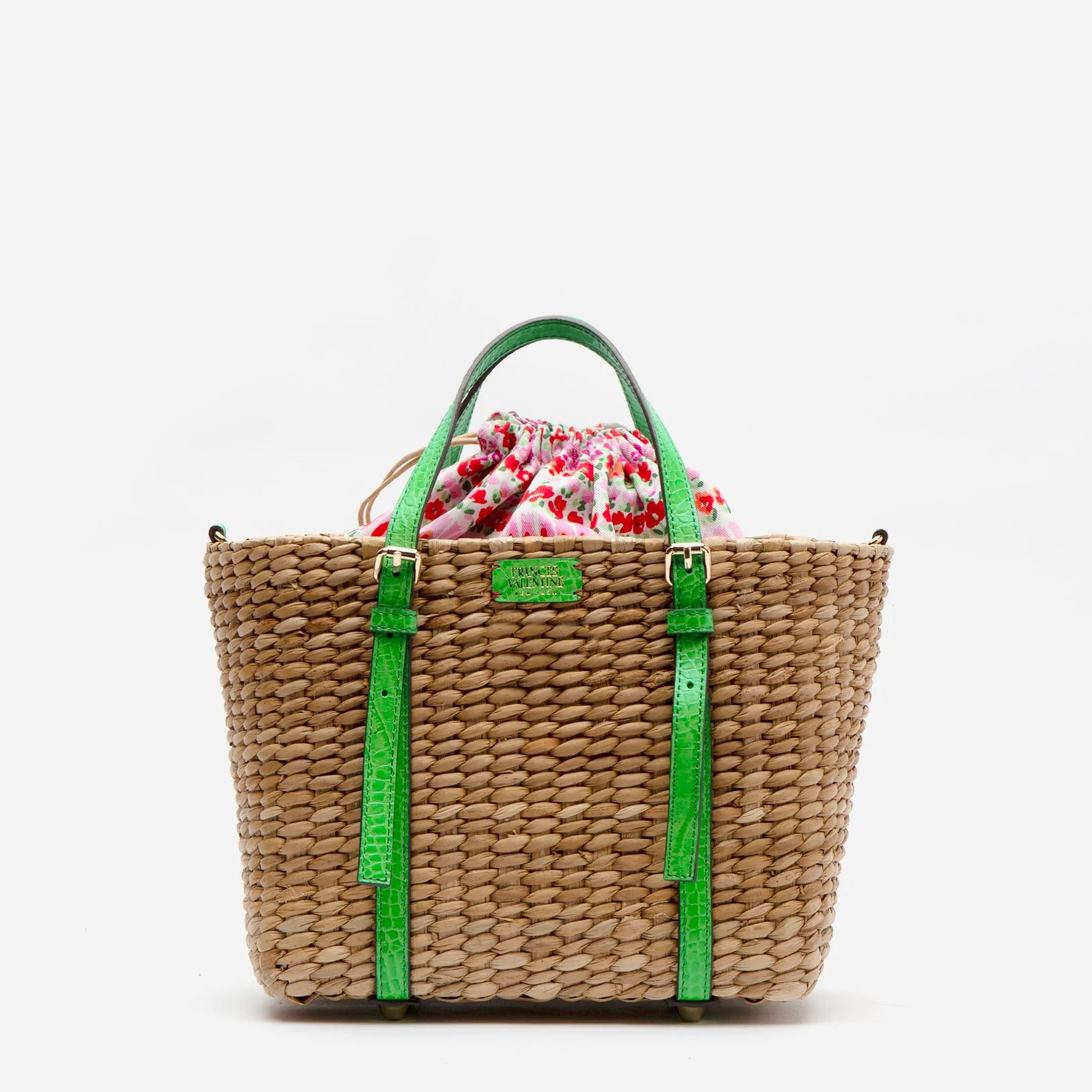 Small Woven Basket Tote Green Croc | 