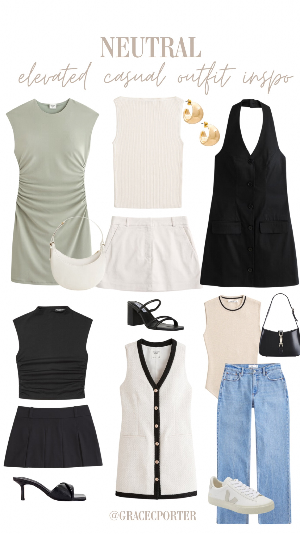 Neutral & casual elevated outfits!🤍✨💫 Love these options to transition into fall. Pop of muted green, cream, denim & black. 

#LTKStyleTip #LTKSeasonal