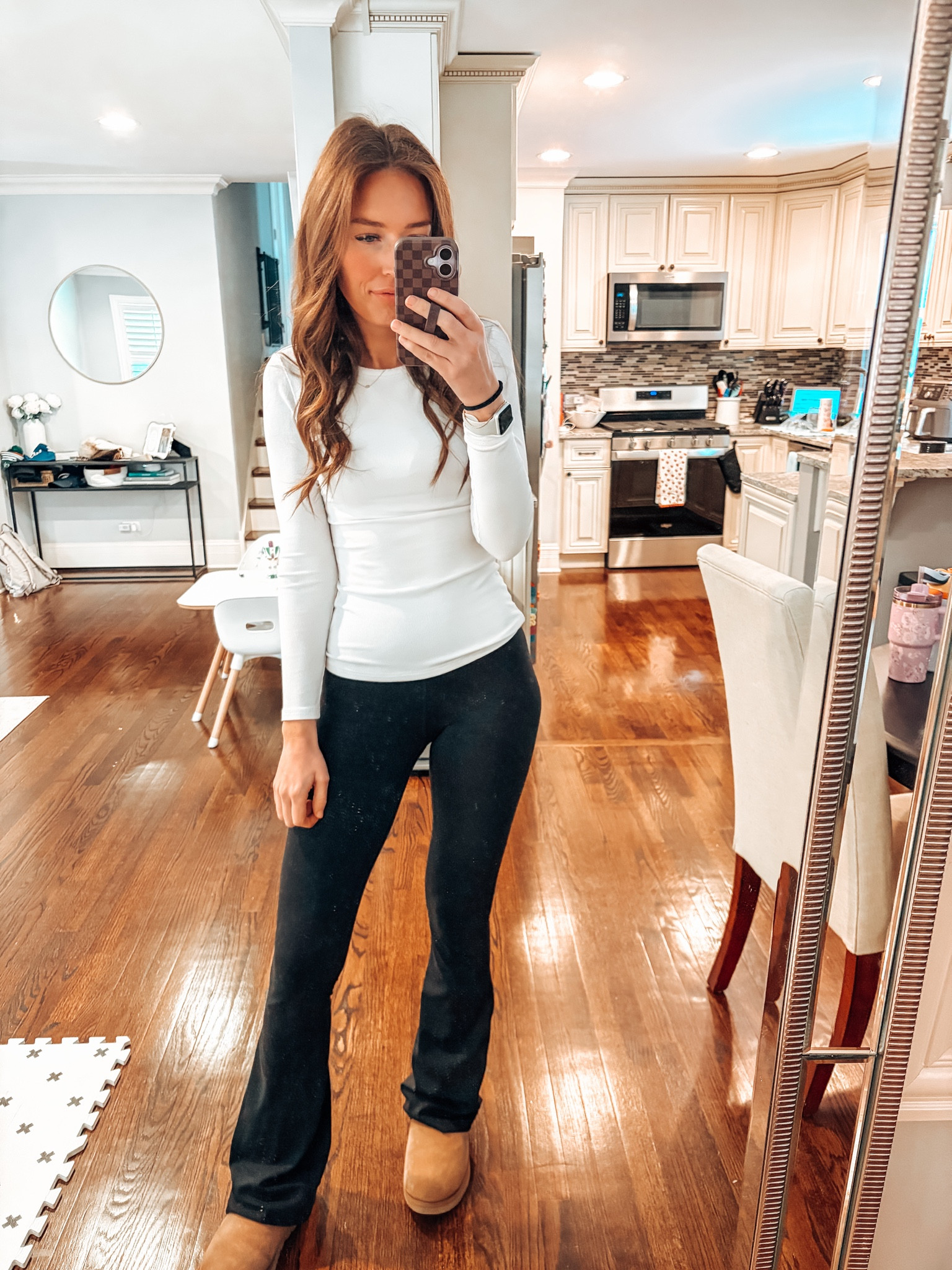 Flare leggings / uggs / basic long sleeve / mom outfit / winter outfit 

#LTKootd #LTKmomlife #LTKgrwm