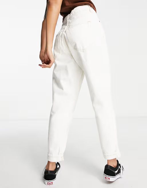 Topshop Petite Mom organic cotton jean in off white | ASOS (Global)