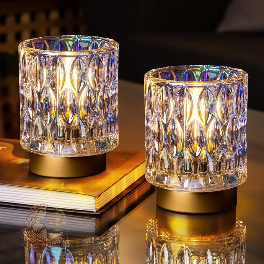 Battery Operated Table Lamps Timer, Mini Crystal Lamp for Area No Plug, Cordless Lamp with LED Bu... | Amazon (US)