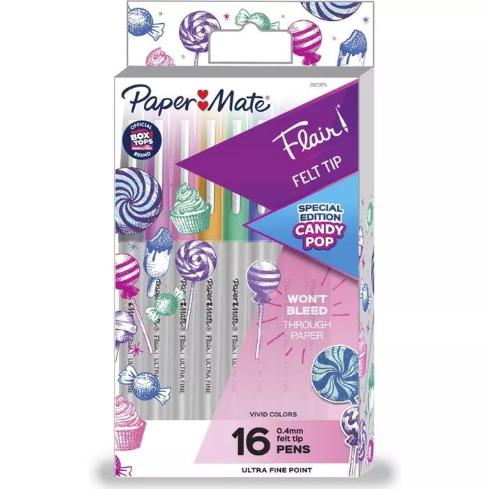 Paper Mate Flair Candy Pop 16pk Felt Pens 0.4mm Ultra Fine Tip Multicolored | Target