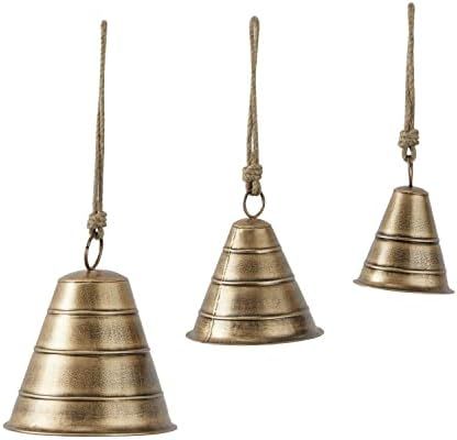 Deco 79 Metal Tibetan Inspired Meditation Decorative Cow Bell with Jute Hanging Rope, Set of 3 10... | Amazon (US)