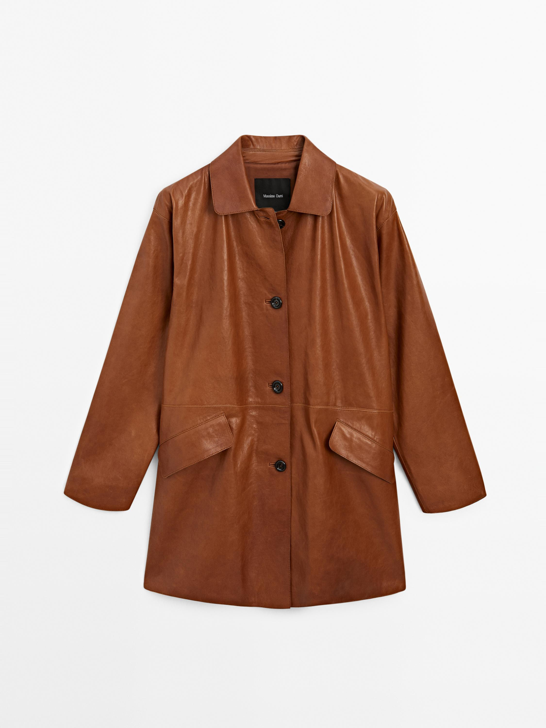 Long nappa leather coat | Massimo Dutti UK