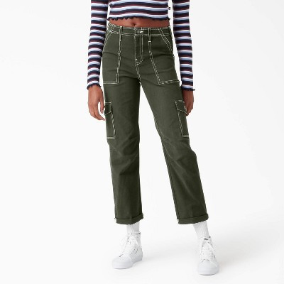 Dickies Women's Skinny Fit Cuffed Cargo Pants, Olive Green (OG), 26,26 | Target